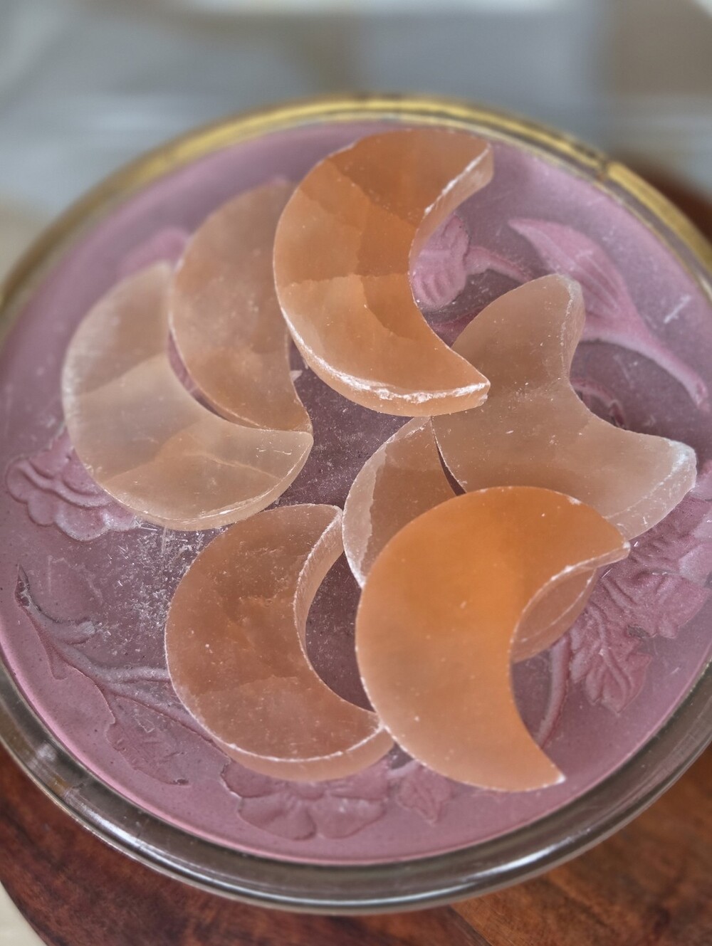 Peach Selenite Moon 1.5  In
